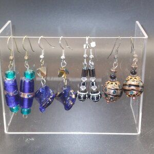 4 Pairs of Glass Beads Earrings Wedding Cake Venetian Beads